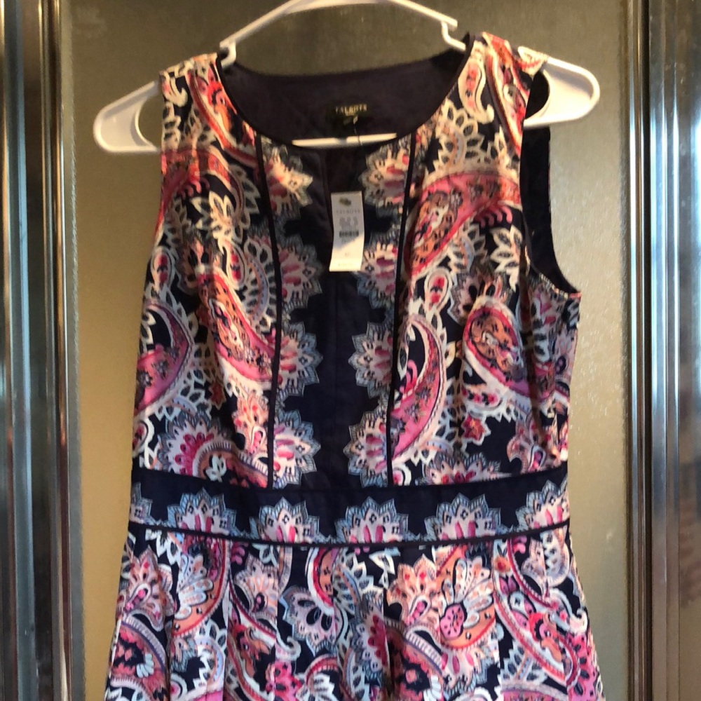 NWT Talbots size 4 petite sleeveless dress.  Paisley print with pleated bottom.